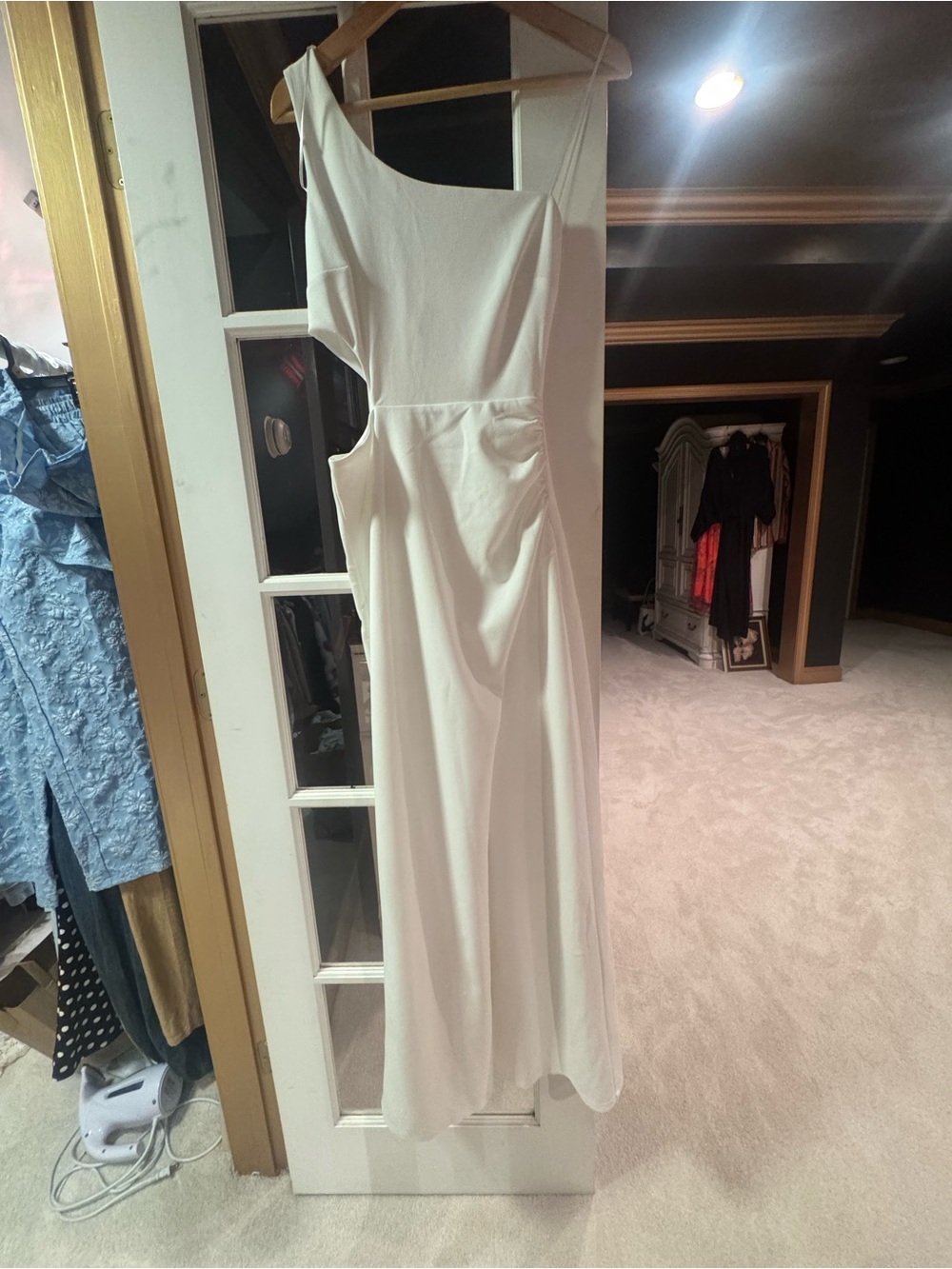 VENUS One-Shoulder White Cutout Maxi Gown